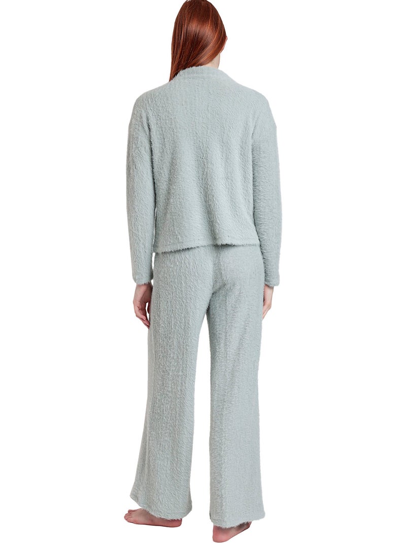 Pyjama broek top lange mouwen furry Blauw - Kiabi