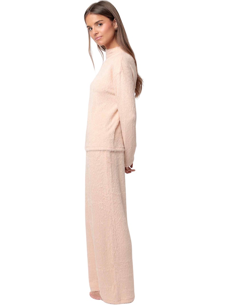 Pyjama broek top lange mouwen furry Koraaloranje - Kiabi