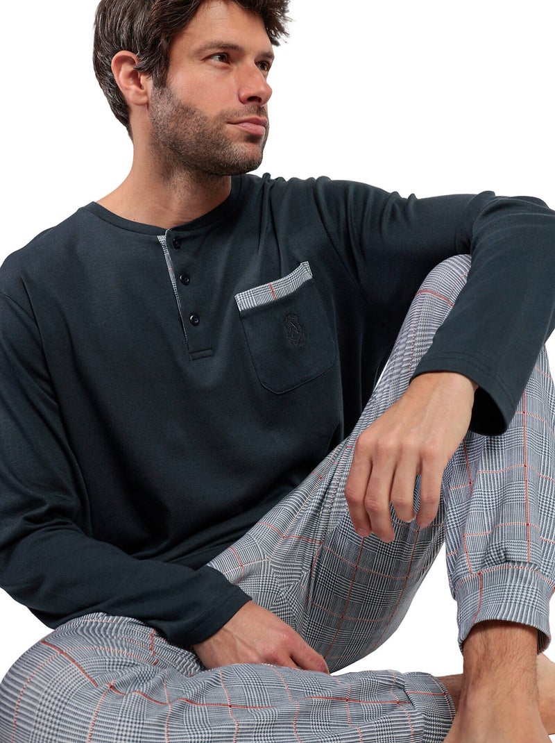 Pyjama broek top lange mouwen harris Grijs - Kiabi