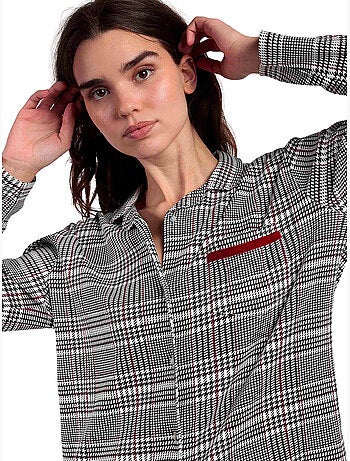 Pyjama broek top lange mouwen houdstooth