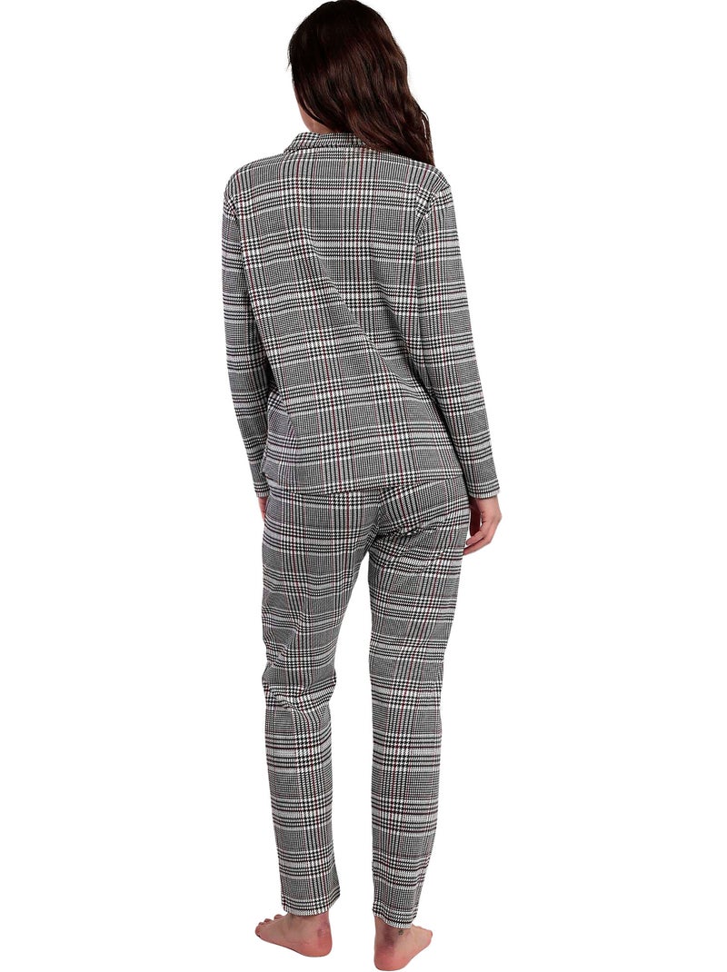 Pyjama broek top lange mouwen houdstooth Grijs - Kiabi