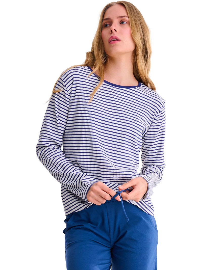 Pyjama broek top lange mouwen infinity Blauw - Kiabi