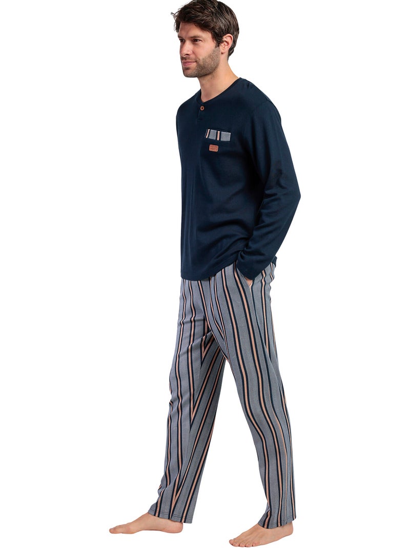 Pyjama broek top lange mouwen pointe antonio miro Marineblauw - Kiabi