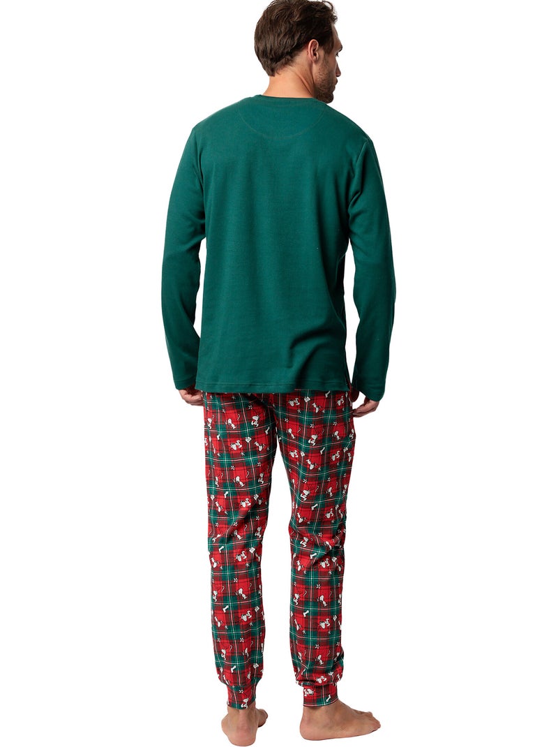 Pyjama broek top lange mouwen reindeer crossing peanuts Groen - Kiabi