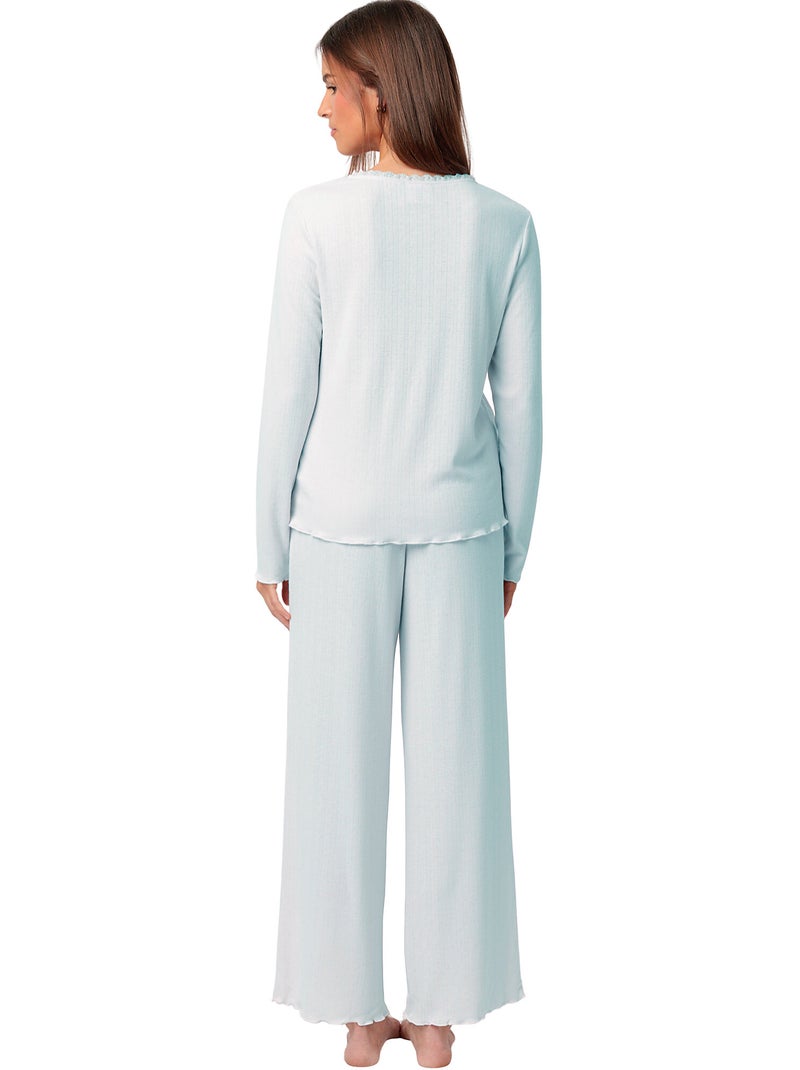 Pyjama broek top lange mouwen romantic Blauw - Kiabi