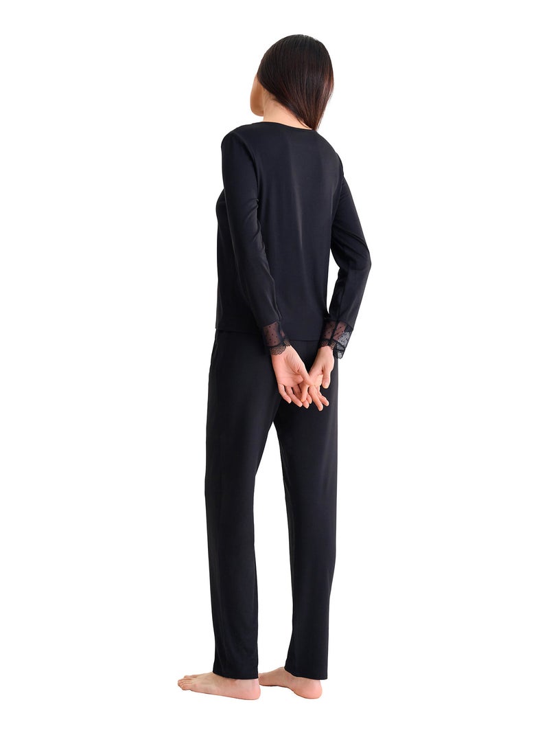 Pyjama broek top lange mouwen roxanne Zwart - Kiabi