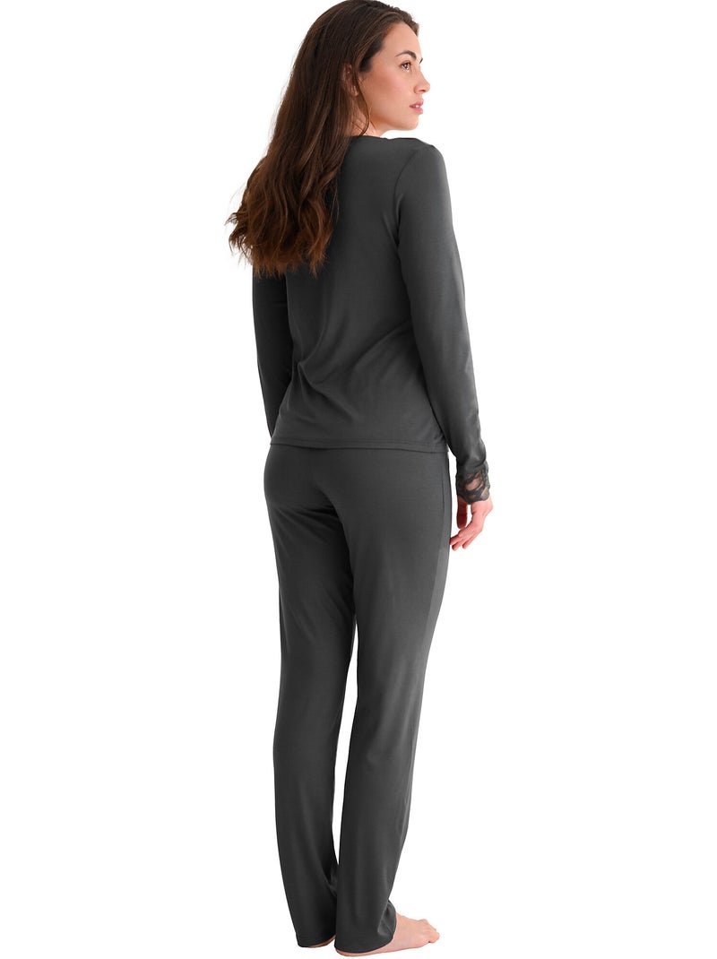 Pyjama broek top lange mouwen ruth Grijs - Kiabi