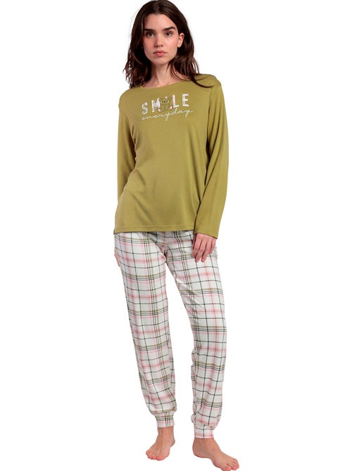Pyjama broek top lange mouwen smile everyday - Kiabi Pyjama broek top lange mouwen smile everyday - Kiabi