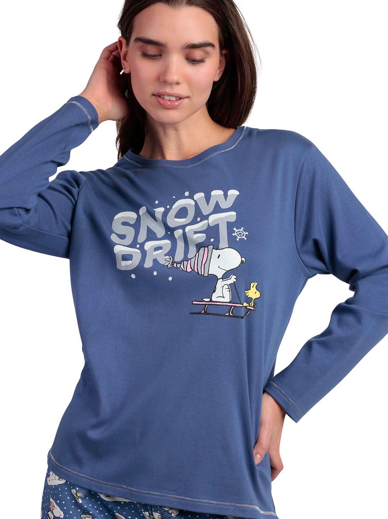 Pyjama broek top lange mouwen snow drift peanuts Blauw - Kiabi