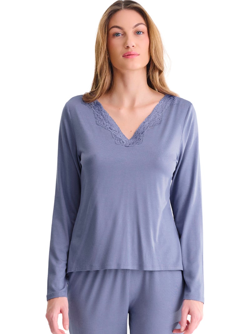 Pyjama broek top lange mouwen tania Paars - Kiabi