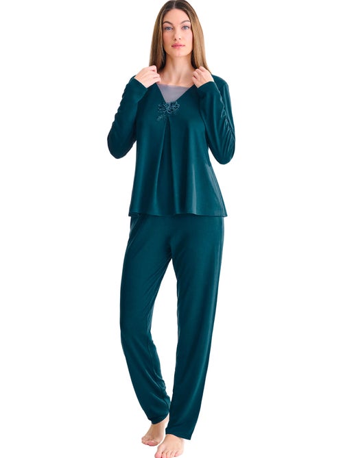 Pyjama broek top lange mouwen velvet luxe - Kiabi