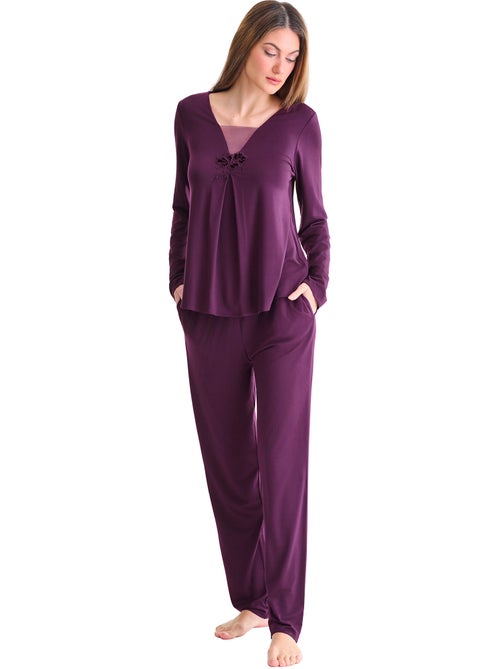 Pyjama broek top lange mouwen velvet luxe - Kiabi