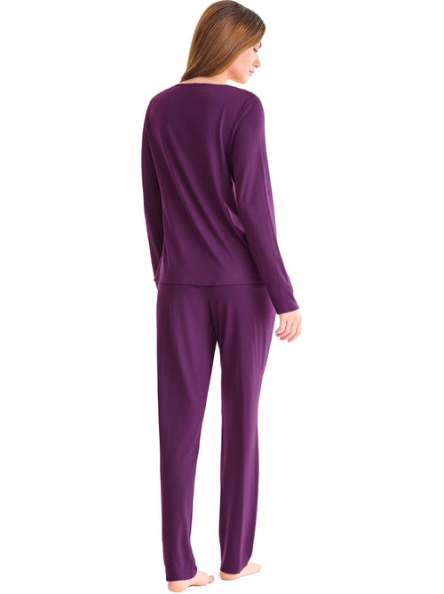 Pyjama broek top lange mouwen velvet luxe - Kiabi