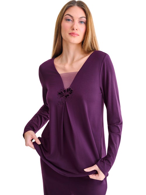 Pyjama broek top lange mouwen velvet luxe - Kiabi