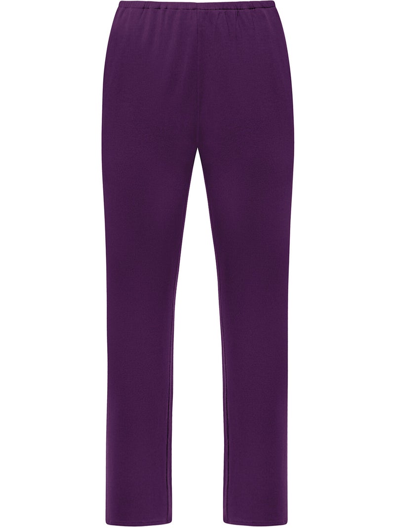 Pyjama broek top lange mouwen velvet luxe Paars - Kiabi