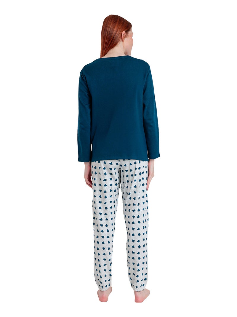Pyjama broek top lange mouwen you make mijn love disney Marineblauw - Kiabi
