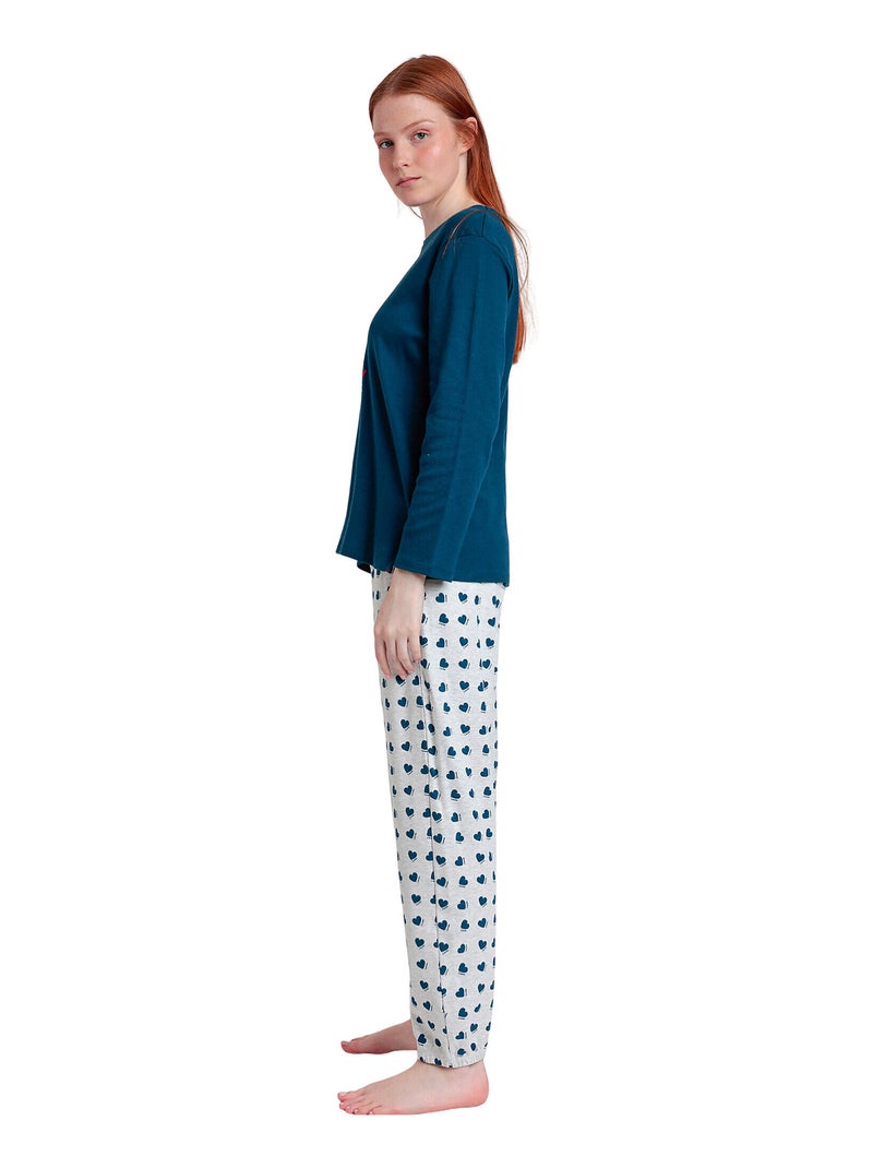 Pyjama broek top lange mouwen you make mijn love disney Marineblauw - Kiabi