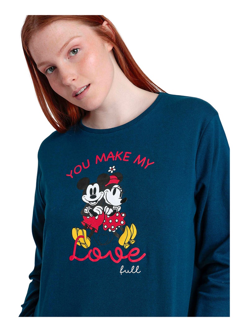 Pyjama broek top lange mouwen you make mijn love disney Marineblauw - Kiabi