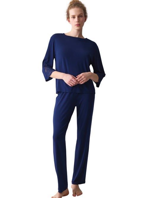 Pyjama broek tuniek driekwart mouwen amourette - Kiabi Pyjama broek tuniek driekwart mouwen amourette - Kiabi