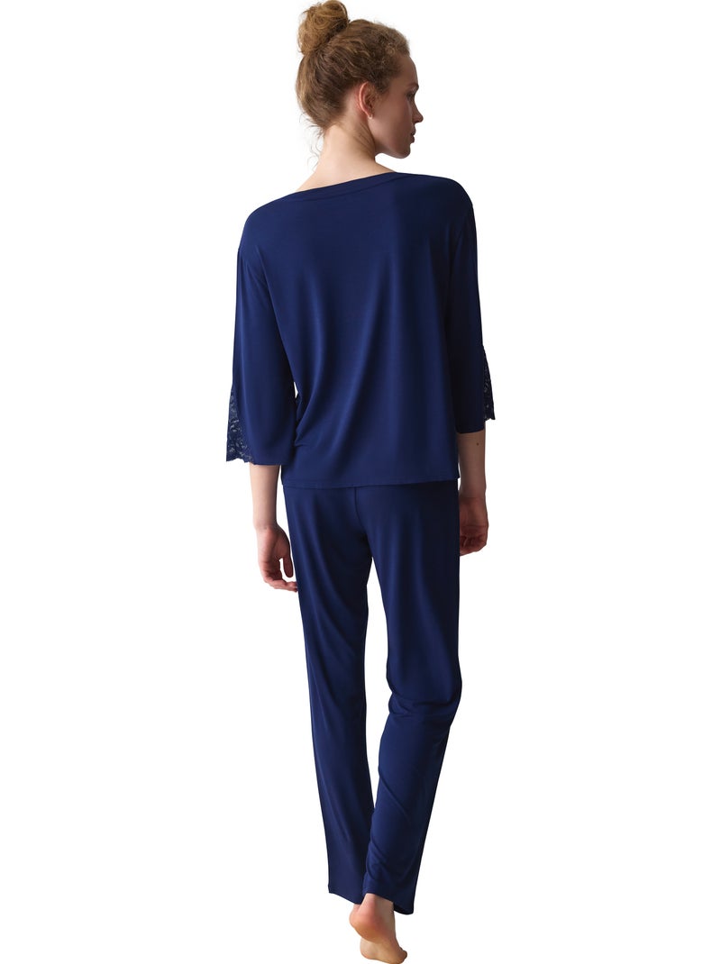 Pyjama broek tuniek driekwart mouwen amourette Blauw - Kiabi