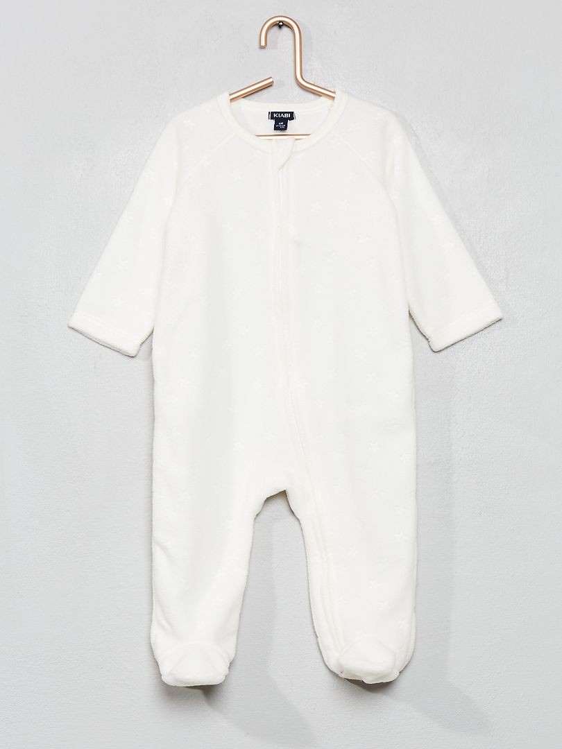 Pyjama chaud en polaire blanc - Kiabi