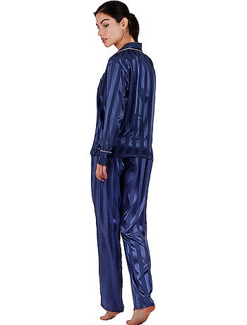 Pyjama chemise et pantalon satin stripes