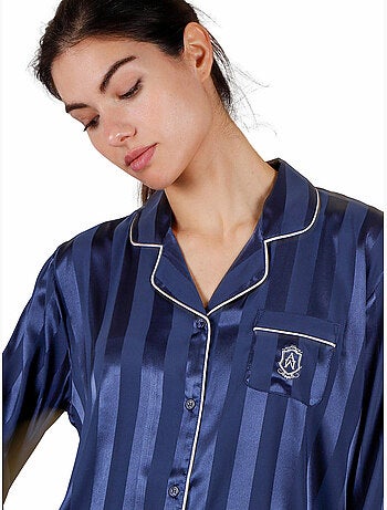 Pyjama chemise et pantalon satin stripes