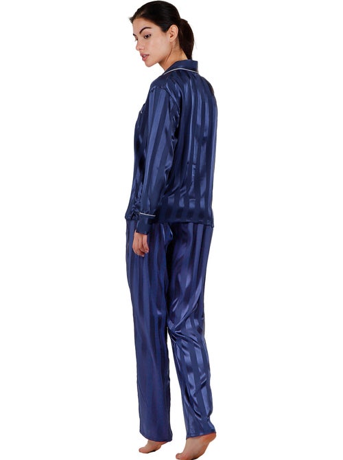 Pyjama chemise et pantalon satin stripes - Kiabi Pyjama chemise et pantalon satin stripes - Kiabi