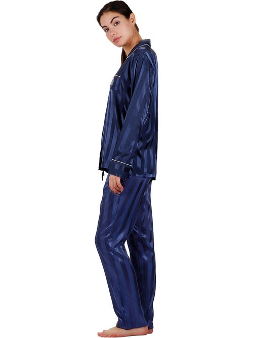 Pyjama chemise et pantalon satin stripes - Kiabi Pyjama chemise et pantalon satin stripes - Kiabi