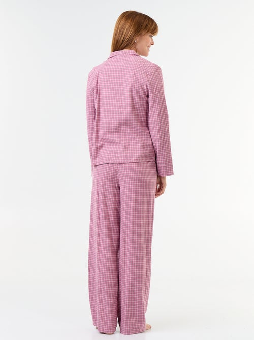 Pyjama chemise + pantalon à motif - 2 pièces - Kiabi