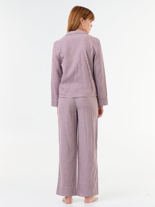 Pyjama chemise + pantalon à motif - 2 pièces - Kiabi