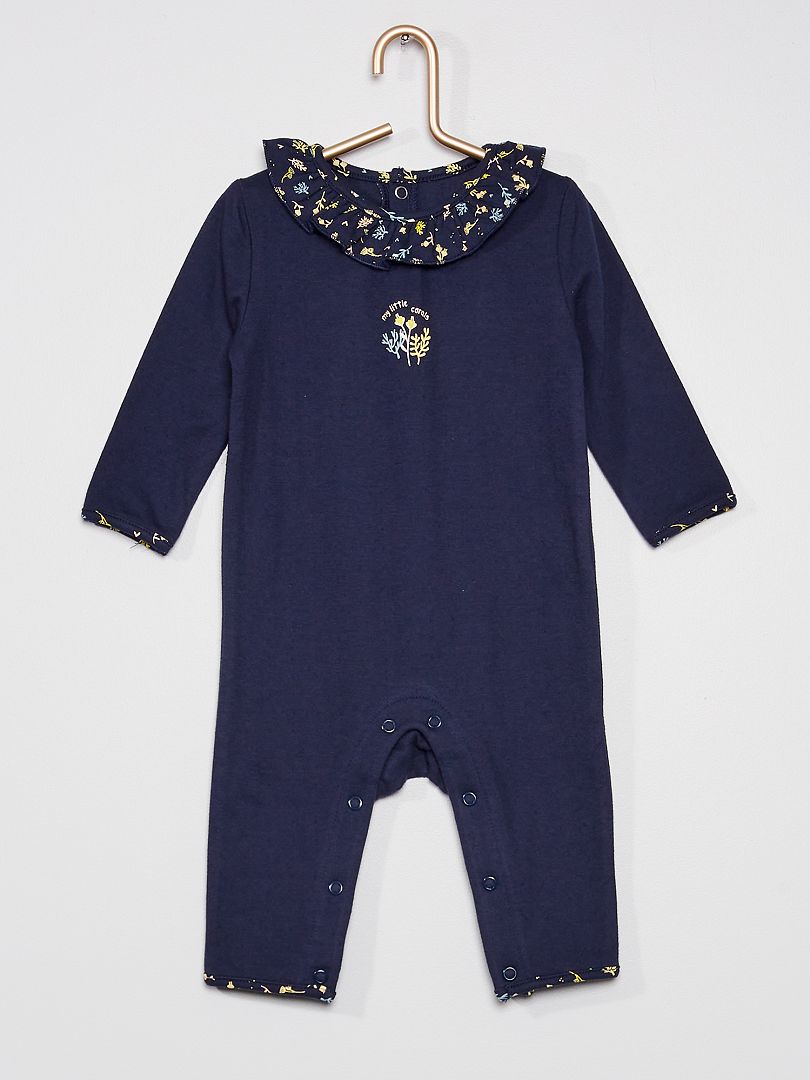 Pyjama col fantaisie bleu marine - Kiabi