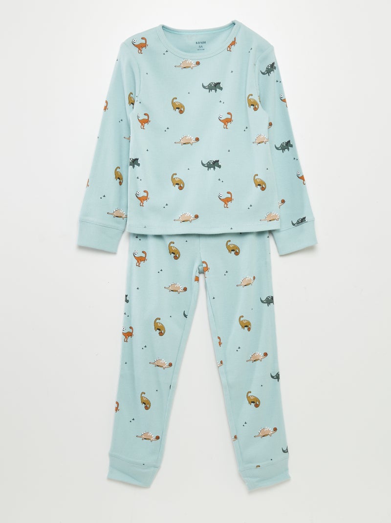 Pyjama côtelé 2 pièces imprimé VERT - Kiabi