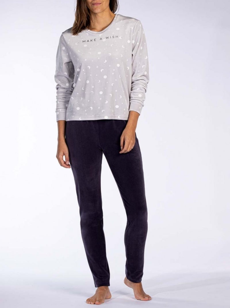 Pyjama COTON MELISSA BROWN - Pack de 2 Gris Bleu Gris - Kiabi