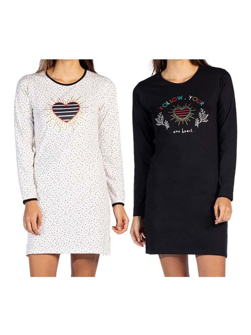 Pyjama COTON MELISSA BROWN - Pack de 2 - Kiabi Pyjama COTON MELISSA BROWN - Pack de 2 - Kiabi