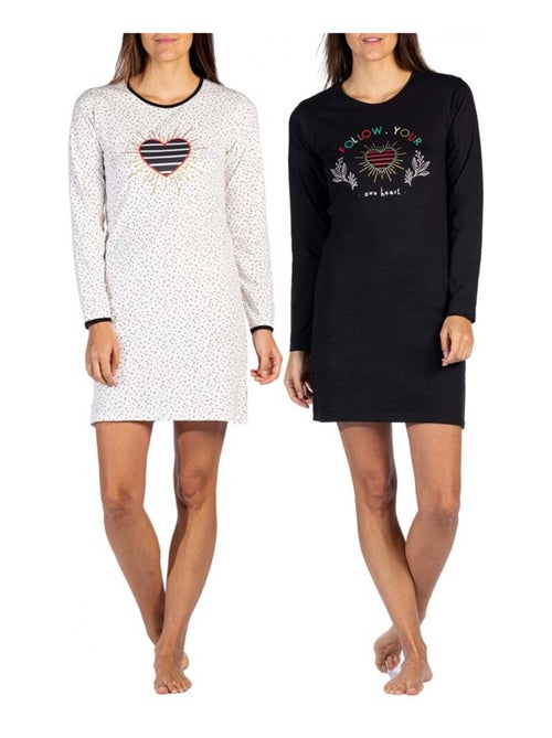 Pyjama COTON MELISSA BROWN - Pack de 2 - Kiabi Pyjama COTON MELISSA BROWN - Pack de 2 - Kiabi