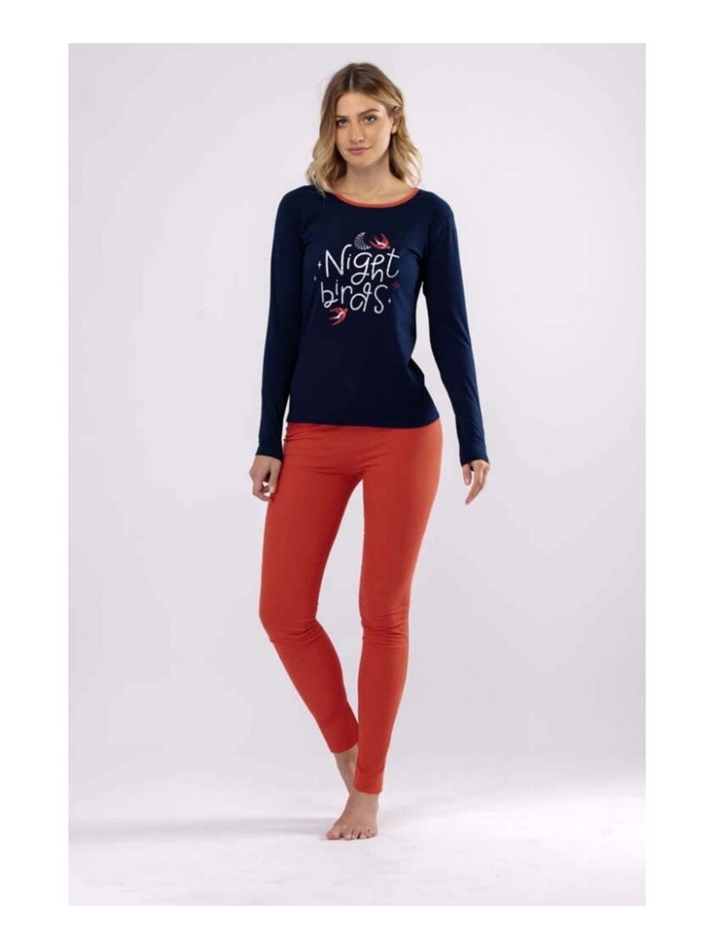 Pyjama COTON MELISSA BROWN Bleu Rouge - Kiabi