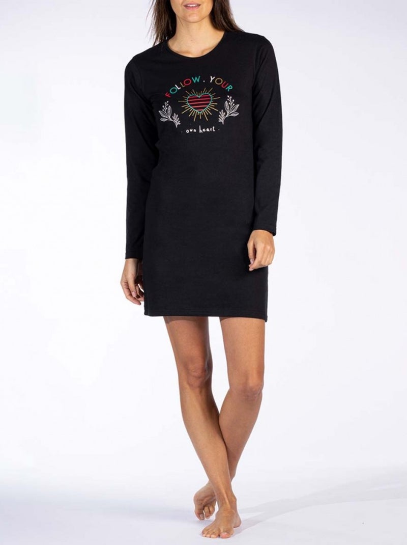 Pyjama COTON MELISSA BROWN Noir - Kiabi