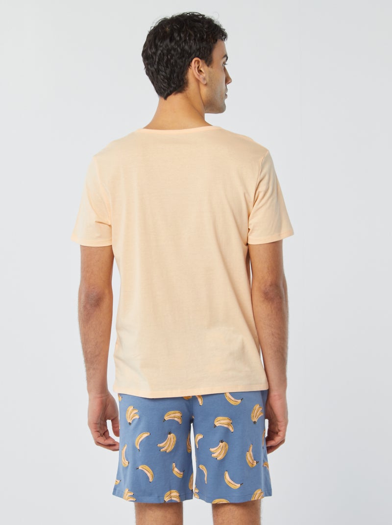 Pyjama court - 2 pièces Orange/bleu - Kiabi