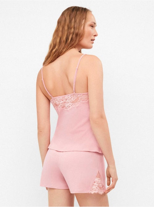 Pyjama court avec détails en dentelle - Kiabi