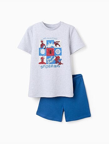 Pyjama court avec imprimé spider-man qui brille dans le noir
