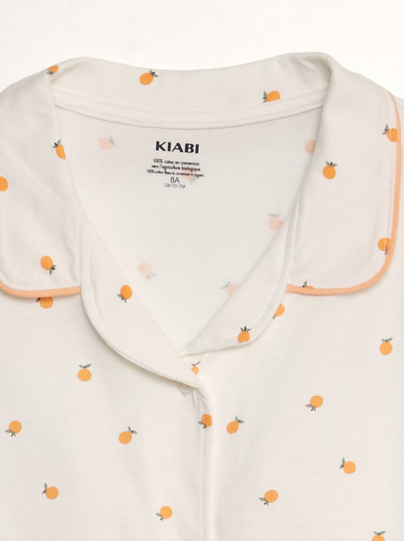Pyjama court chemise + short à motif Blanc - Kiabi