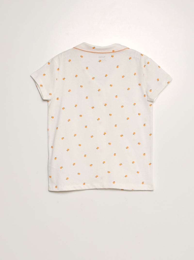 Pyjama court chemise + short à motif Blanc - Kiabi