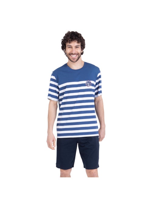 Pyjama court col rond homme rayures ocean club athena - Kiabi Pyjama court col rond homme rayures ocean club athena - Kiabi