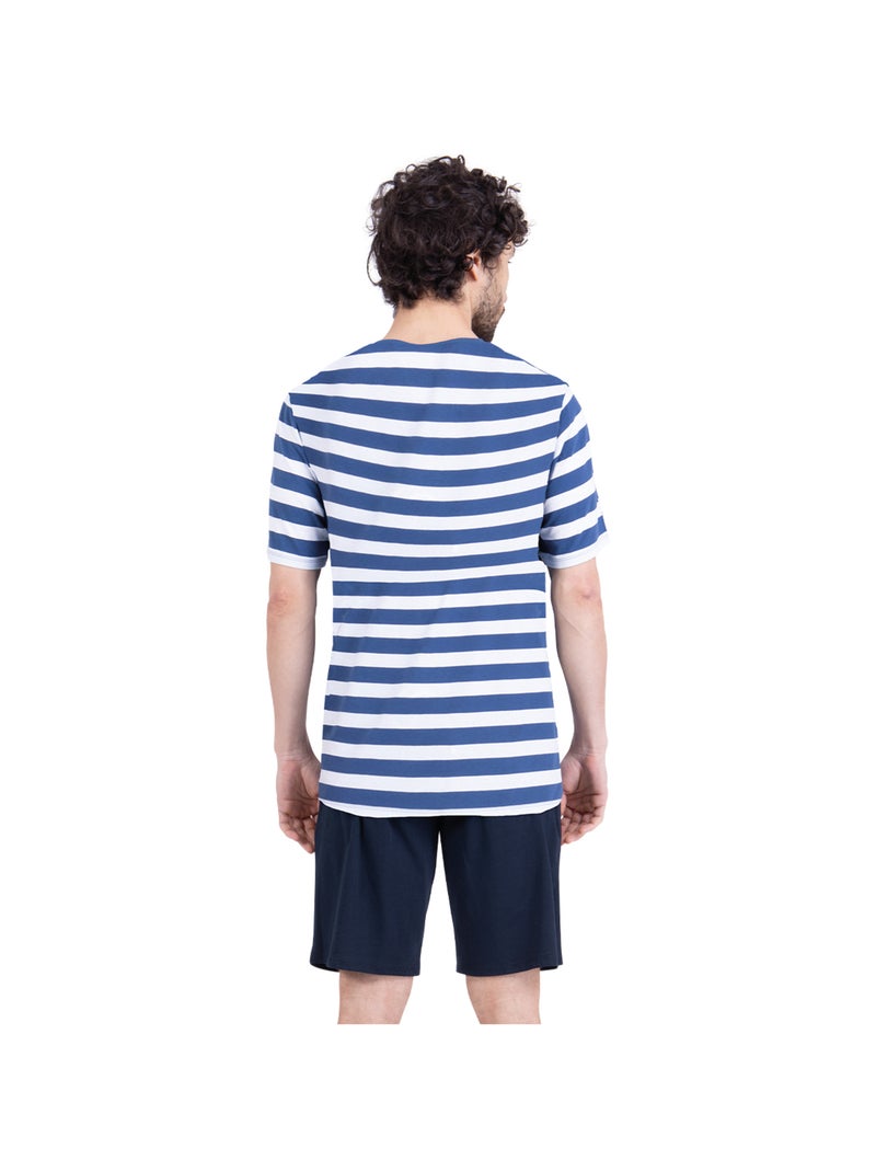 Pyjama court col rond homme rayures ocean club athena Bleu - Kiabi