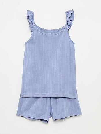 Pyjama court débardeur avec volants + short - 2 pièces