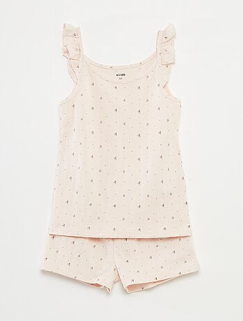 Pyjama court débardeur avec volants + short - 2 pièces