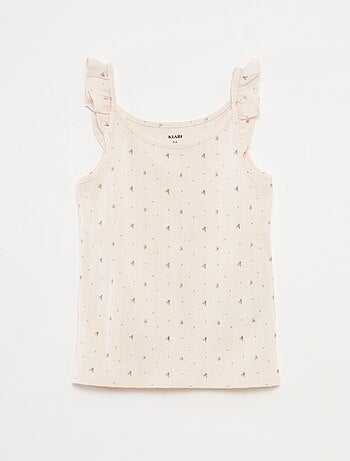 Pyjama court débardeur avec volants + short - 2 pièces