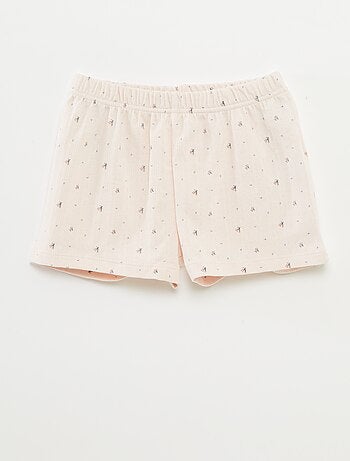 Pyjama court débardeur avec volants + short - 2 pièces