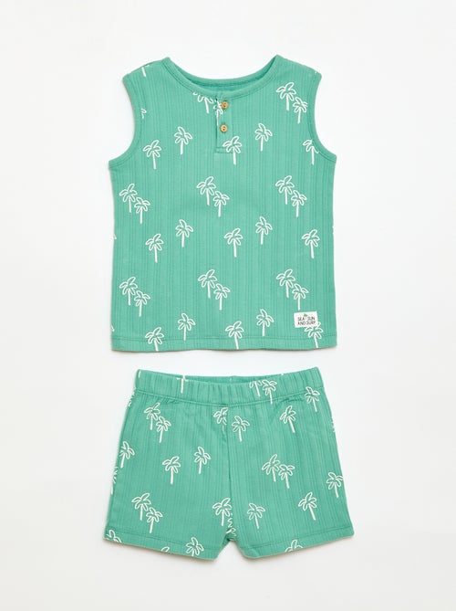 Pyjama court débardeur + short - 2 pièces - Kiabi
